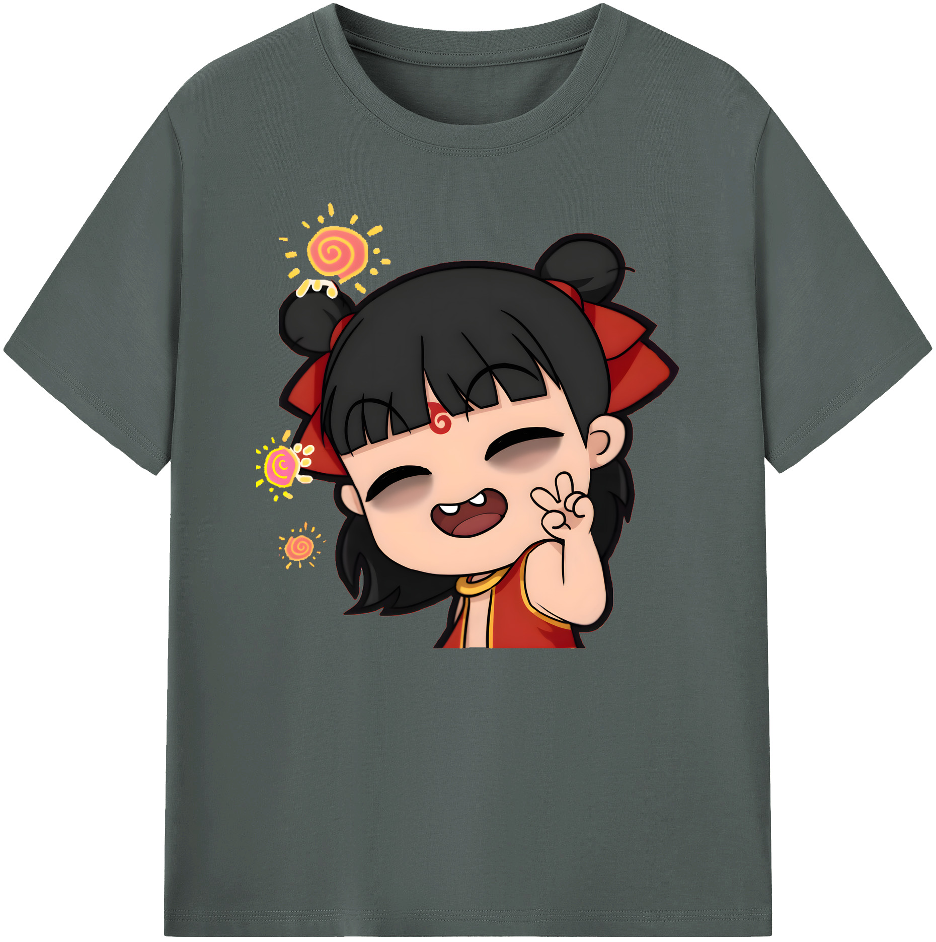 （画像用） Ne Zha 2 ナタ 魔童の大暴れ 綿100％ メンズ半袖Tシャツ｜肌触りやわらか＆通気性